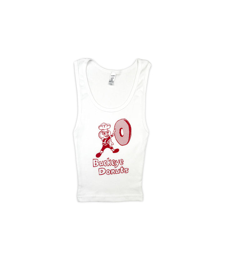 Buckeye Donuts Baby Rib Crop Tank