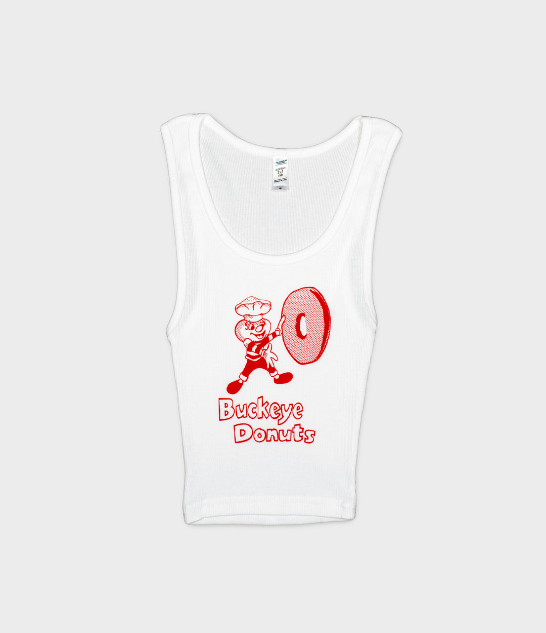 Buckeye Donuts Baby Rib Crop Tank
