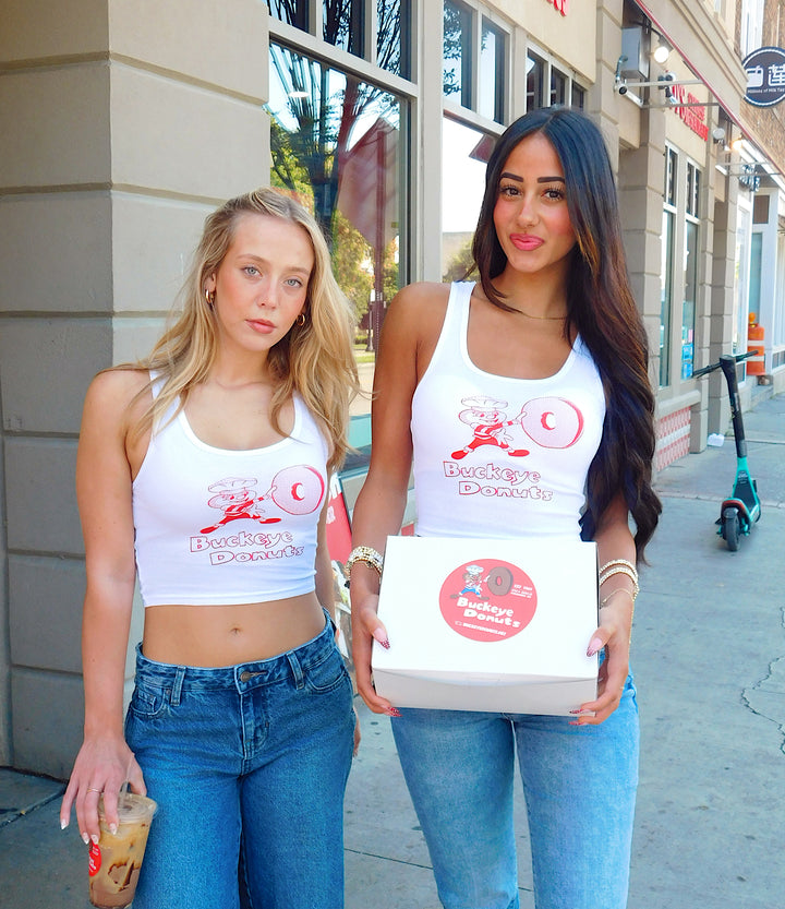 Buckeye Donuts Baby Rib Crop Tank