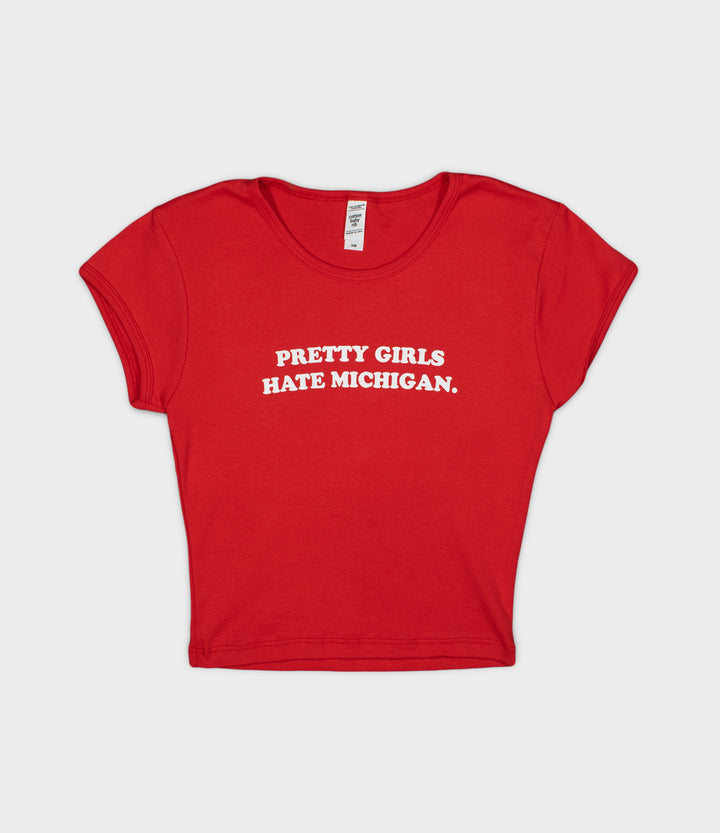 Pretty Girls Hate Michigan Baby Tee (Red)